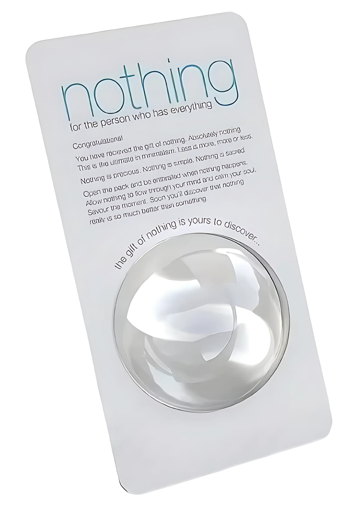 Packaging N.O.T.H.I.N.G. avec bulle transparente